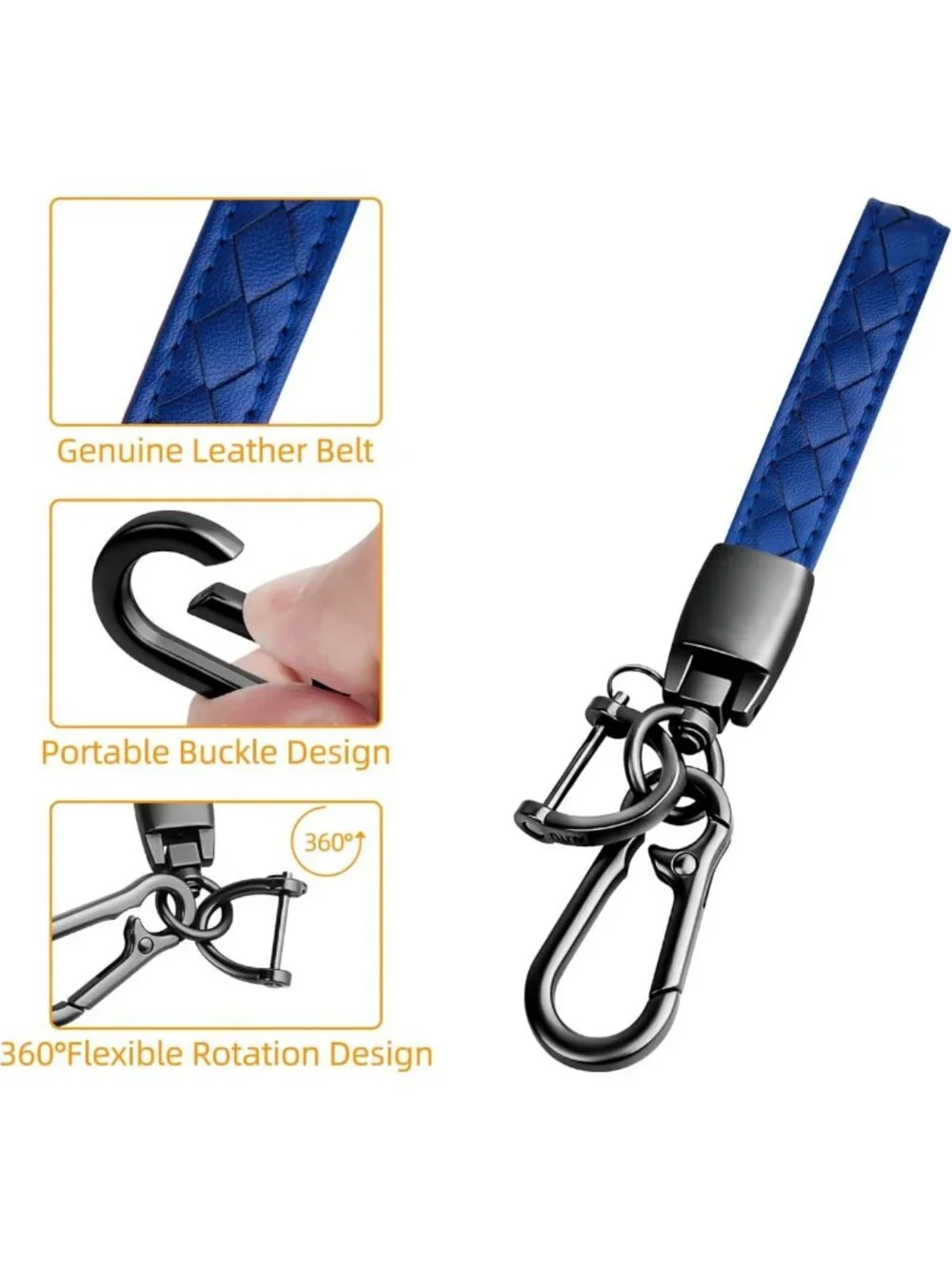 Stylish Leather Key Fob Cover & Keychain for Toyota RAV4, Camry, Corolla - Blue
